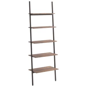vidaXL Leiterregal mit 5 B&ouml;den Dunkelbraun und Schwarz 64x34x185,5 cm