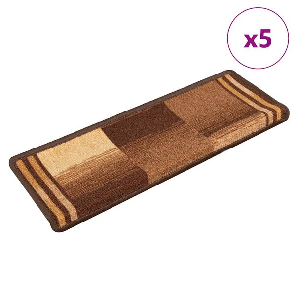 vidaXL Stufenmatten Selbstklebend 5 Stk. 65x21x4 cm Braun