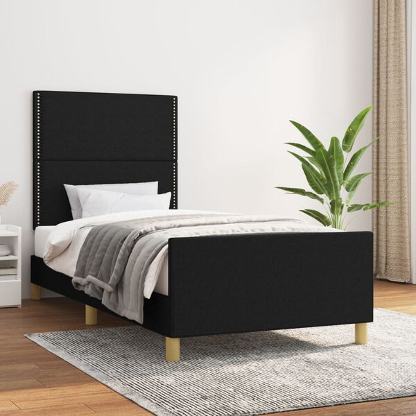 vidaXL Bettgestell ohne Matratze Schwarz 90x190 cm Stoff