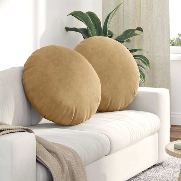 vidaXL Sitzkissen 2 St&uuml;ck Braun &Oslash; 60 x 21 cm Samt