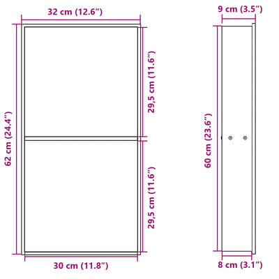 vidaXL Duschnische Mattweiß 32x62x9 cm Edelstahl