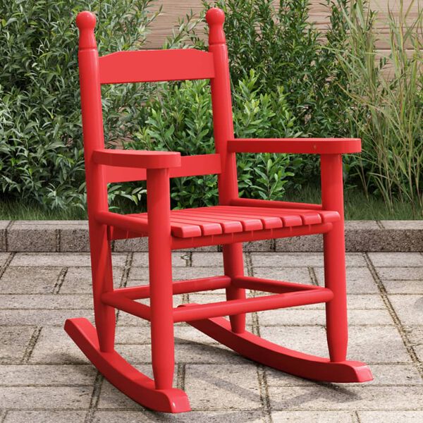 vidaXL Schaukelstuhl f&uuml;r Kinder Rot Massivholz Pappel