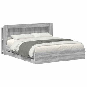 vidaXL Bettgestell mit Stauraum Grau Sonoma 200 x 200 cm Holzwerkstoff