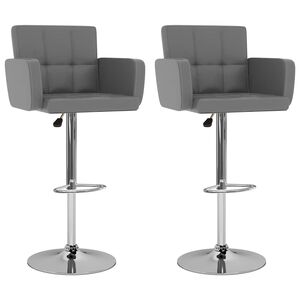 vidaXL Barhocker 2 Stk. Grau Kunstleder
