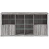 vidaXL Sideboard mit LED-Leuchten Grau Sonoma 202x37x100 cm