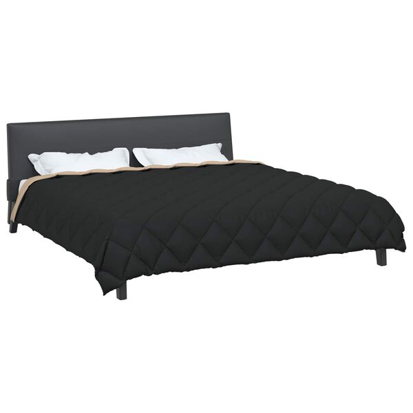 vidaXL Winterbettdecke Schwarz und Taupe 220 x 200 cm Mikrofaser