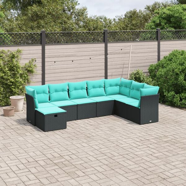 vidaXL 8-tlg. Garten-Sofagarnitur mit Kissen Braun Poly Rattan