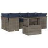 vidaXL 7-teiliges Gartensofa-Set mit Kissen, grau, Polyrattan