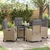 vidaXL Garten Essgruppe mit Kissen 5 pcs Beige Poly-Rattan