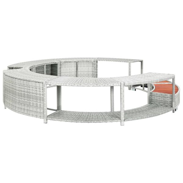 vidaXL Whirlpool-Umrandung Hellgrau Poly Rattan