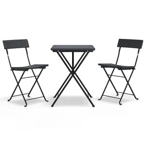 vidaXL 3-tlg. Bistro-Set Klappbar Schwarz Poly Rattan