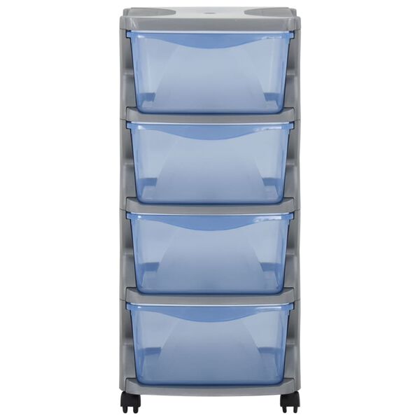 vidaXL Schubladenschrank mit Rollen 36x40x80 cm Grau und Blau