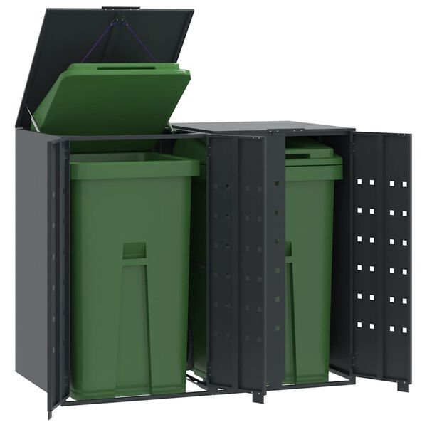 vidaXL M&uuml;lltonnenbox f&uuml;r 2 Tonnen Anthrazit 138x79x117 cm Stahl