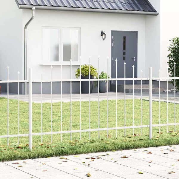 vidaXL Gartenzaun 7 pcs Wei&szlig; 170 x 140 cm Pulverbeschichteter Stahl