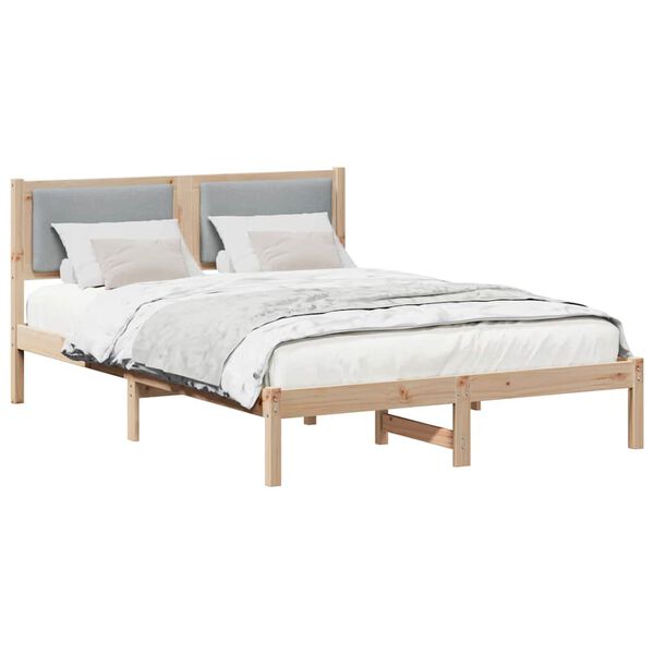 vidaXL Bettrahmen Hellgrau 135 x 190 cm Massives Kiefernholz