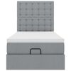 vidaXL Ottoman-Bett mit Matratze Hellgrau 90x190 cm Stoff