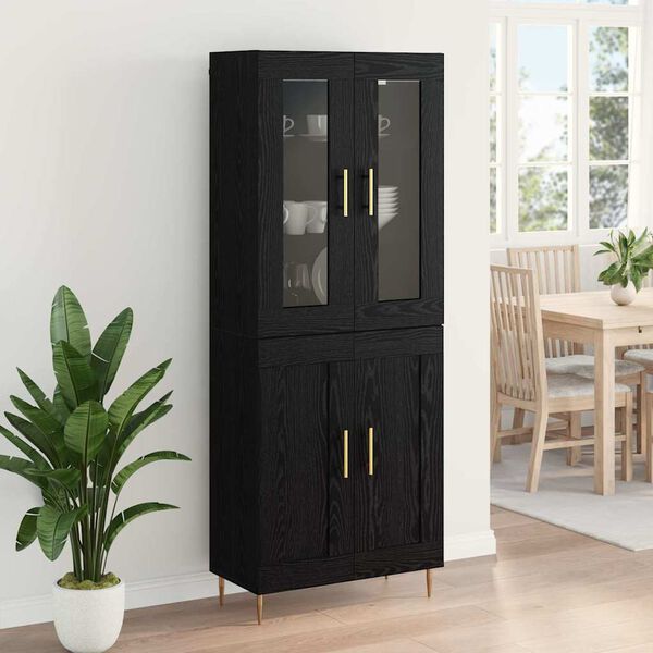 vidaXL Highboard 2 pcs Schwarz Eichen-Optik 69,5 x 34 x 180 cm