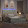 vidaXL Bett mit LED-Lichtleisten Hellgrau 180 x 200 cm Samt