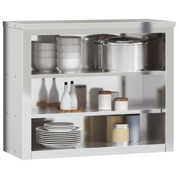 vidaXL K&uuml;chen-Wandschrank mit Ablagen Edelstahl