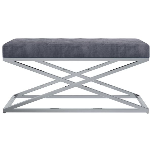 vidaXL Bank 97 cm Grau Samt und Edelstahl