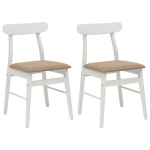 vidaXL Esszimmerstuhl 2 pcs Wei&szlig; und Braun Massives Gummiholz