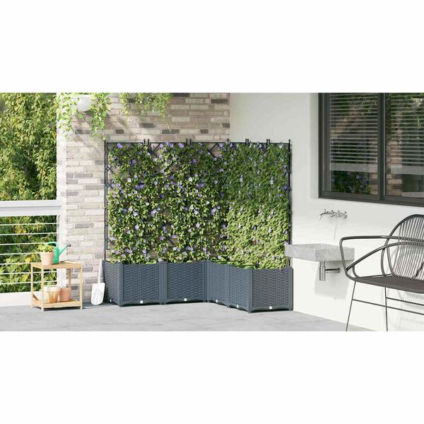 vidaXL Garten-Pflanzgef&auml;&szlig; 5 pcs Hellgrau 120 x 120 x 143 cm Stahl
