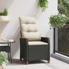 vidaXL Verstellbarer Gartenstuhl Schwarz und Creme 64 x 57,5 x 112 cm