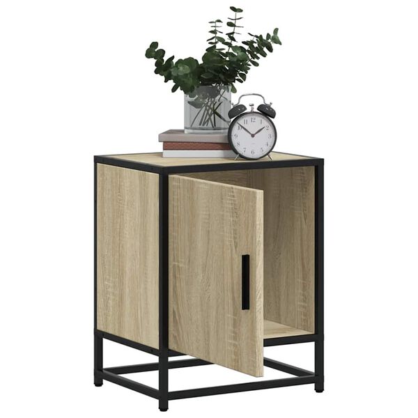 vidaXL Nachttische 2 Stk. Sonoma-Eiche 40x31x50cm Holzwerkstoff Metall