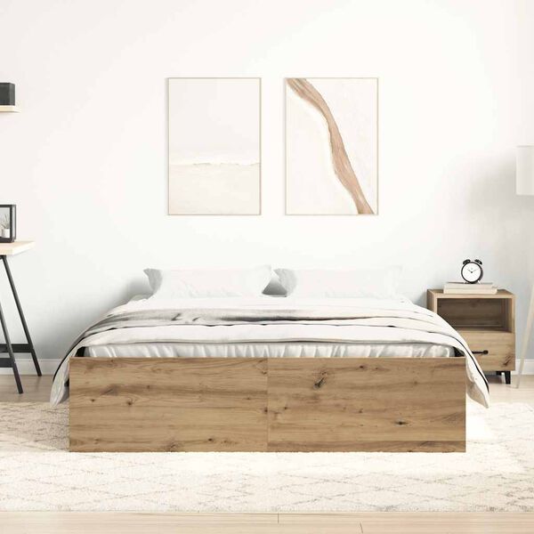 vidaXL Bettgestell ohne Matratze Artisan-Eiche 140x190cm Holzwerkstoff
