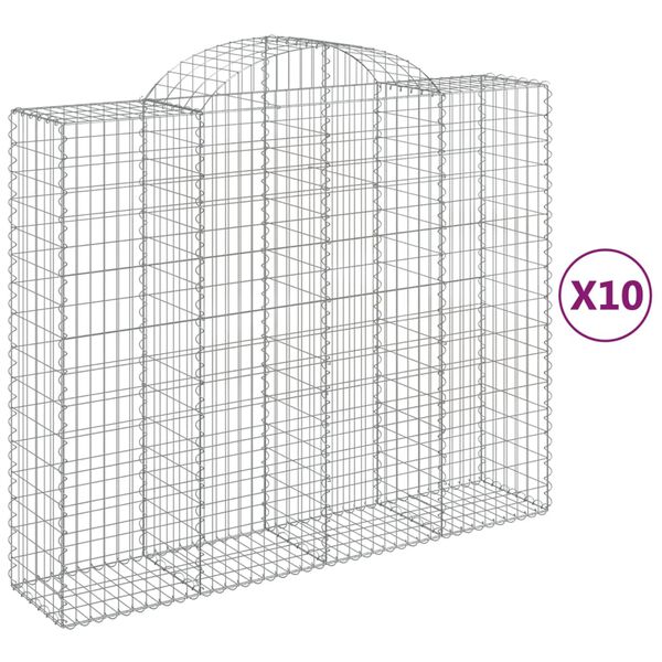 vidaXL Gabionen mit Hochbogen 10Stk. 200x50x160/180cm Verzinktes Eisen