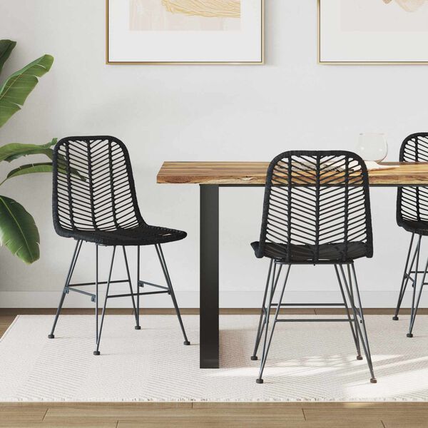 vidaXL Esszimmerstuhl 2 pcs Schwarz 44 x 47 x 85 cm Rattan und Eisen