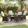 vidaXL Garten Essgruppe mit Kissen 5 pcs Braun Poly-Rattan