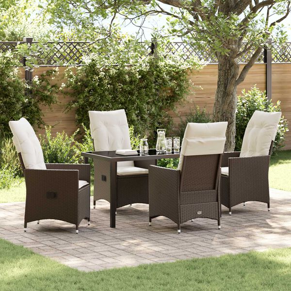 vidaXL Garten Essgruppe mit Kissen 5 pcs Braun Poly-Rattan