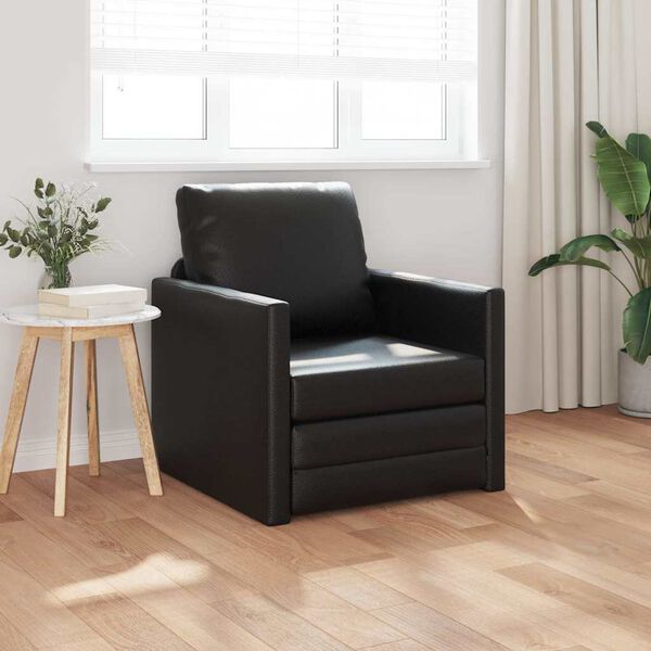 vidaXL Bodensofa mit Schlaffunktion Schwarz 112x174x55 cm Kunstleder