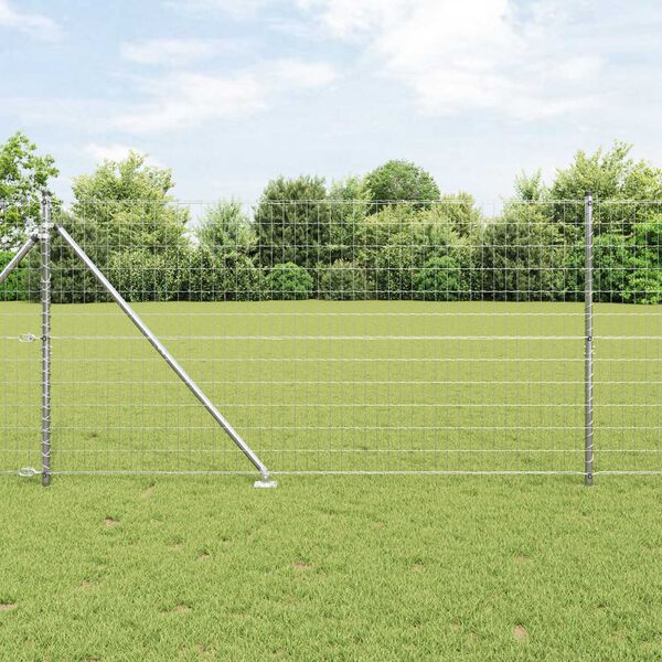 vidaXL Zaun mit Pfosten Silber 1,4 x 10 m Stahl