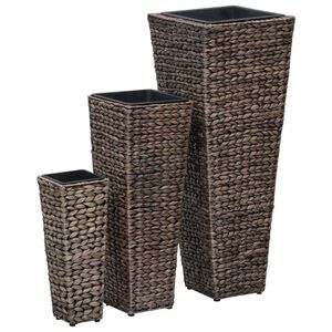 vidaXL Blumenk&uuml;bel 3 Stk. Wasserhyazinthe Dunkelbraun