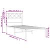 vidaXL Bettgestell mit Kopfteil Metall Schwarz 100x190 cm
