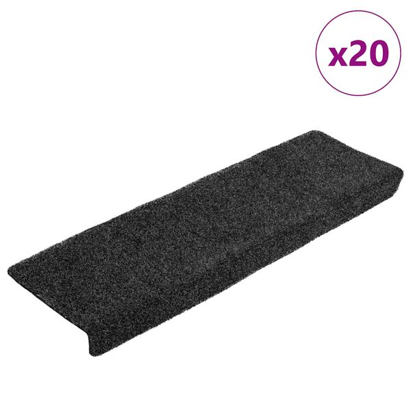 vidaXL Stufenmatten Selbstklebend 20 Stk. 65x21x4 cm Grau Rechteckiger Rand