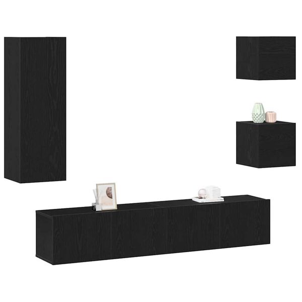 vidaXL TV-Schrankset Wandmontiert 5 pcs Altholz Holzwerkstoff