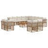 vidaXL Outdoor-Sofagarnitur 14 pcs Nat&uuml;rlich und Cremwei&szlig; Polyester