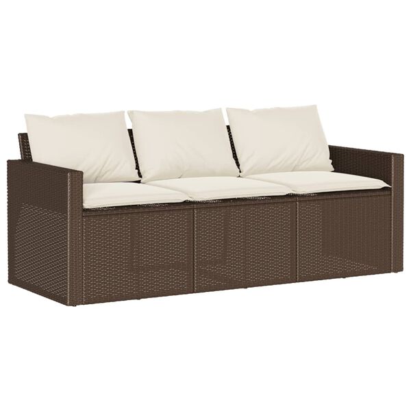 vidaXL 2-tlg. Garten-Essgruppe mit Kissen Braun Poly Rattan