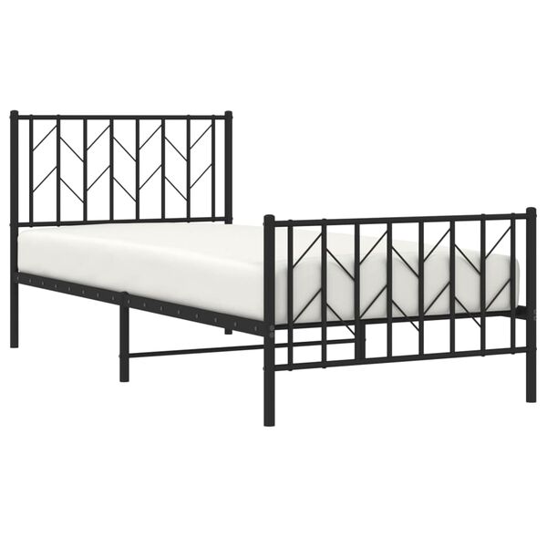 vidaXL Bettgestell mit Kopf- und Fu&szlig;teil Metall Schwarz 90x200 cm