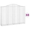 vidaXL Gabionen mit Hochbogen 8 Stk. 200x30x140/160cm Verzinktes Eisen