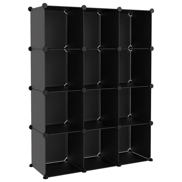 vidaXL Regalsystem mit 12 W&uuml;rfeln Schwarz PP