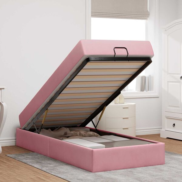 vidaXL Bettgestell mit Matratze mit Matratze 2 pcs Rosa Samt
