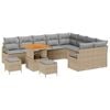 vidaXL Garten-Sofa-Set mit Kissen 12 pcs Beige Poly Rattan