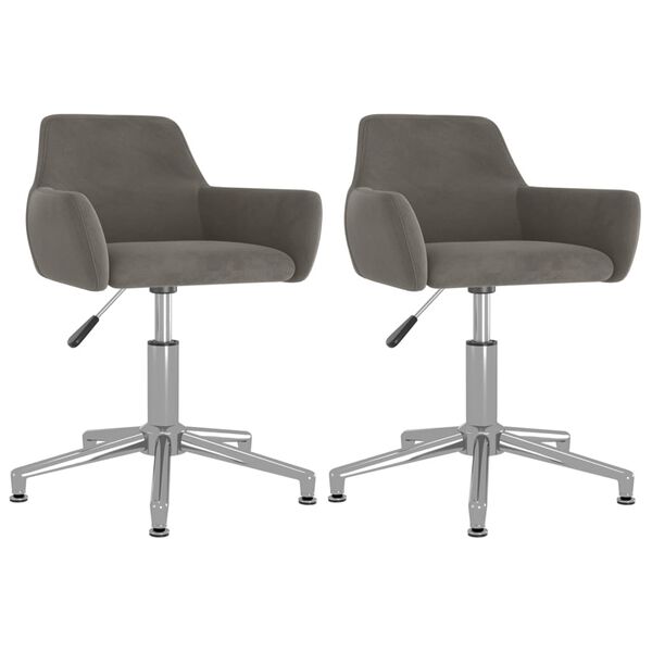 vidaXL Esszimmerst&uuml;hle 2 Stk. Drehbar Dunkelgrau Samt