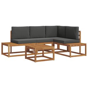 vidaXL Outdoor-Sofagarnitur mit Kissen 5 St&uuml;ck Natur und Anthrazit