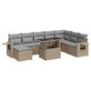 vidaXL 9-tlg. Garten-Sofagarnitur mit Kissen Beige Poly Rattan