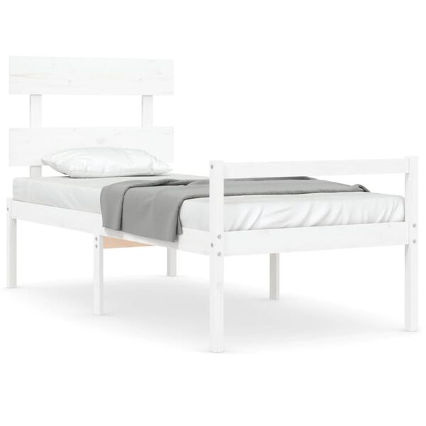 vidaXL Seniorenbett mit Kopfteil Wei&szlig; Massivholz